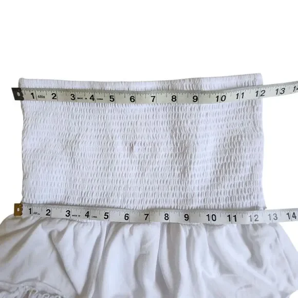 No Boundaries White Tiered Strapless Tube Dress Size M (7-9) - Picture 9 of 11